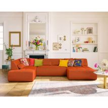 Onyx - canapé panoramique modulable d'angle gauche - 7 places - en tissu mailles 3d - orange