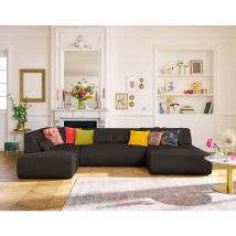 Onyx - canapé panoramique modulable d'angle gauche - 7 places - en tissu mailles 3d - gris foncé