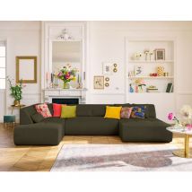Onyx - canapé panoramique modulable d'angle gauche - 7 places - en tissu mailles 3d - vert