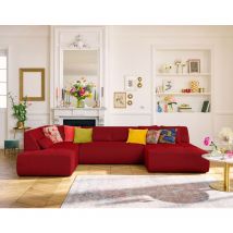 Onyx - canapé panoramique modulable d'angle gauche - 7 places - en tissu mailles 3d - rouge