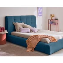 Onyx - lit coffre - 180x200 cm - en velours côtelé - sommier inclus - bleu