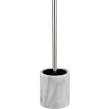 Onyx-toilettenbürste, Schwarze Toilettenbürste Mit Chromgriff, Marmor, Ø 10 X 41 Cm, Grau