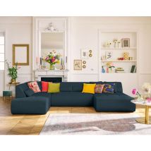 Lisa Design - Onyx - wohnlandschaft modulierbar linke ecke - 7 sitzplätze - aus 3d-mesh-gewebe - entenblau