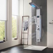 Onyzpily - Pannello Doccia Idromassaggio per Vasca con 5 In 1 Funzioni led Colonna Doccia Set in 304 Acciaio Inox Con Display lcd, Miscelatore Vasca