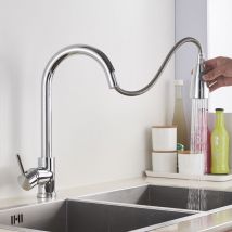 Onyzpily Miscelatore Cucina con Doccetta Estraibile 2 Modalità,Cromo Rubinetto Cucina Acciaio Inossidabile, Rubinetto Lavello Cucina Bocca Girevole a