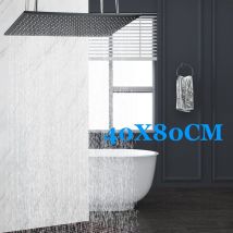 Onyzpily - Soffione Doccia Fisso a Pioggia,40×80 cm Soffione Doccia Grande ad Alta Pressione,Nero Soffione Doccia Anticalcare in acciaio inox
