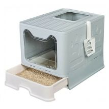Hofuton Grand bac à litière pliable anti-éclaboussures, 51 x 41 x 38 cm, bleu