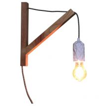 011452 - Ceramic wall light + Oak support - 25.5x5.5x9 cm - Opjet