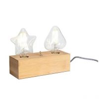 011409 - Lampe à poser 'eureka' double douille E27 en Bambou 26x10x8cm - Opjet