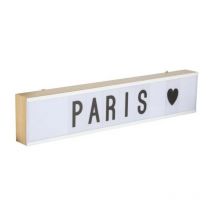 011460 - Tablero de luces led 60x12x5,5cm - 95 Letras - Madera clara - Opjet