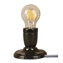 011842 - Lampe douille céramique noir - cordon noir/blanc - Opjet