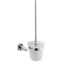 Optima - Cube Way Brosse de toilette murale en verre et métal, Chrome (SPI37)