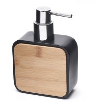 Hombre Dispenser di sapone in poliresina e legno di bambù, nero (HOM99) - Optima