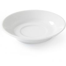 Optima Kaffeetassen-Untertasse, weißes Porzellan, Durchmesser. 90mm Set mit 12 Stück. Hendi 770917
