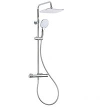 Optima - Shower Column with thermostatic mixer, xxl Head Shower 250 mm, 3-Spray Hand Shower, White/Chrome ( sstz)