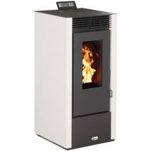 Poêle à granulés carré étanche ustica blanc 14kW - Optimo