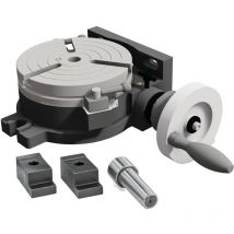 Optimum Horizontal-Vertikal-Rundteiltisch 3356150 – 360° skaliert – große Spindelbohrung – stabil unter hoher Beanspruchung – Nonius-Teilung