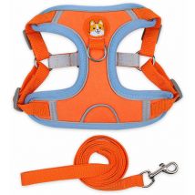 Lucky-88 - Orange, Xl Harnais De Poitrine Pour Animaux De Compagnie Harnais Pour Chat Et Chien En Daim Laisse Pour Chien En Corde Pour Chien