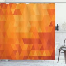 Orange Rideau de Douche, Formes et Motifs, Tissu Ensemble de Décor de Salle de Bain avec Crochets, 180 cm x 200 cm, Burnt Orange