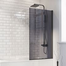 Orbit - A6 Square Hinged Bath Screen 1400mm x 800mm - 6mm Smoked Black Glass