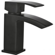 Orbit - Descent Mini Mono Basin Mixer Tap with Push Button Waste - Matt Black