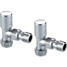 Designer Manual Angled Radiator Valves Pair - Chrome - Orbit