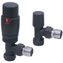 Orbit - Designer Thermostatic Angled Radiator Valves Pair - Anthracite