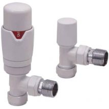 Orbit Designer Thermostatic Angled Radiator Valves Pair - White