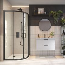 Orbit - S6 Black 2-Door Quadrant Shower Enclosure 800mm x 800mm - 6mm Glass