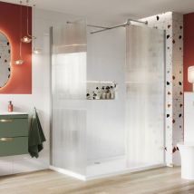 S8 Fluted Chrome Wet Room Glass Panel 1000mm Wide - 8mm Glass - Orbit