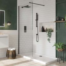 S8 Black Profile Wet Room Glass Panel 900mm Wide - 8mm Glass - Orbit