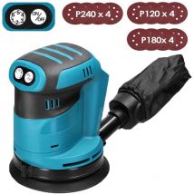 Orbital and random orbital sanders, Cordless Brushless Random Orbital Sander 125mm, 6 Speed,with Dust Bag and 12 Sandpapers (without Battery)