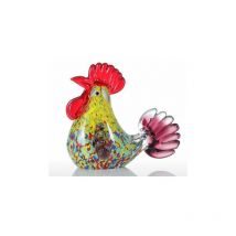 Orchid-Colored Rooster Sculpture in Colored Glaze