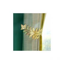 Orchid1 Pair Antique Leaf Shape Metal Alloy Curtain Tiebacks for Bedroom Living Room (Golden)