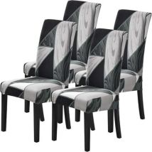 4 Housse De Chaise De Salle À Manger Extensible Couverture De Chaise Universelle Imprimé Revêtement De Chaise Antidérapant Pour Maison Hôtel Décor De 