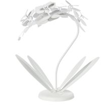 Arti E Mestieri - Petite Lampe De Table Orchidea 38x20x57 Cm En Fer Découpé Au Laser Design Floral Moderne Connexion E14 Fabriqué En Italie Blanc