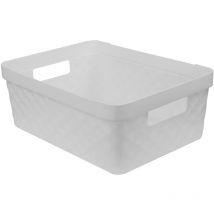 Ordinett - Scatola di Immagazzinaggio Kubica Bianco Capacità 11 lt Contenitore Portaoggetti Rettangolare