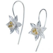 Orecchini a gancio vintage in argento con narciso folk per donne e ragazze