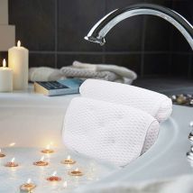 Oreiller de bain Pearl rare , Technologie 4D Air Mesh Oreiller de bain confort avec 7 ventouses La version améliorée est plus douce et