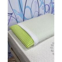 Oreiller pour lit Talamo Italia 100% Made in Italy, Taie d'oreiller en mémoire verte organique perforée et éco-durable, 73x43xh14 cm, avec emballage