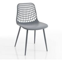 Oresteluchetta - Set 4 sedie da Interno/Esterno emmel Grey, Polipropilene, Grigio, cm. H.80 x L.46 x P.55, 4 unità