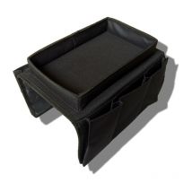 Organisateur Daccoudoir Canapé Stockage Bande Plateau Multi-Pochette Phone Magazine Snack Glasses Télécommande Tablette Tasse Rangement (Noir)