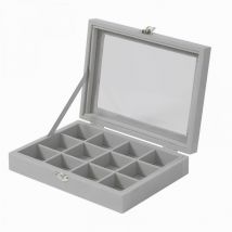 Organisateur de bijoux elégant avec couvercle en verre 12 Compartiments Herzberg HG05309