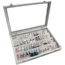 Organisateur de boucles d'oreilles, support de boucles d'oreilles en velours transparent et boîte de rangement pour 40 paires de boucles d'oreilles,