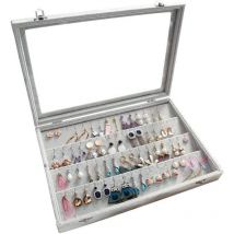 Organisateur de boucles d'oreilles, support de boucles d'oreilles en velours transparent et boîte de rangement pour 40 paires de boucles d'oreilles,
