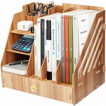 Organisateur de bureau en bois, étagère de rangement multifonctionnelle de bureau de bricolage, étagère de rangement de magazines pour documents de