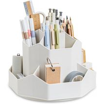 Houhence - Organisateur de Bureau, Pot a Crayon Rotatif à 360 Degrés, Organiseur Bureau avec 9 Compartiments, Pot à Crayon, Porte Crayons Bureau,