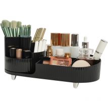 Organisateur de maquillage rotatif à 360 degrés pour vanité avec porte-pinceau, organisateur de rangement de maquillage cosmétique, grand