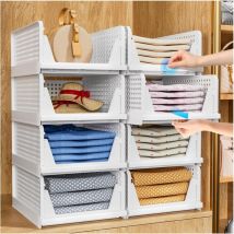 Organisateur de rangement pour garde-robe - Lot de 2 organisateurs de placard pliables, boîtes de rangement empilables, panier organisateur de tiroir