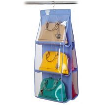 Organisateur de sacs à main qui s'accroche à la penderie placard avec 6 poches Couleur: Bleu